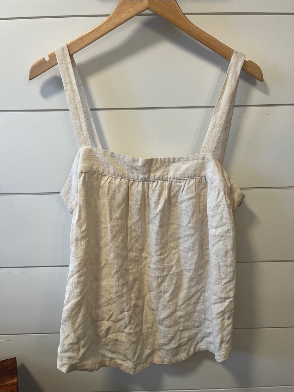 Universal Thread Cream Linen-Blend Square Neck Tank